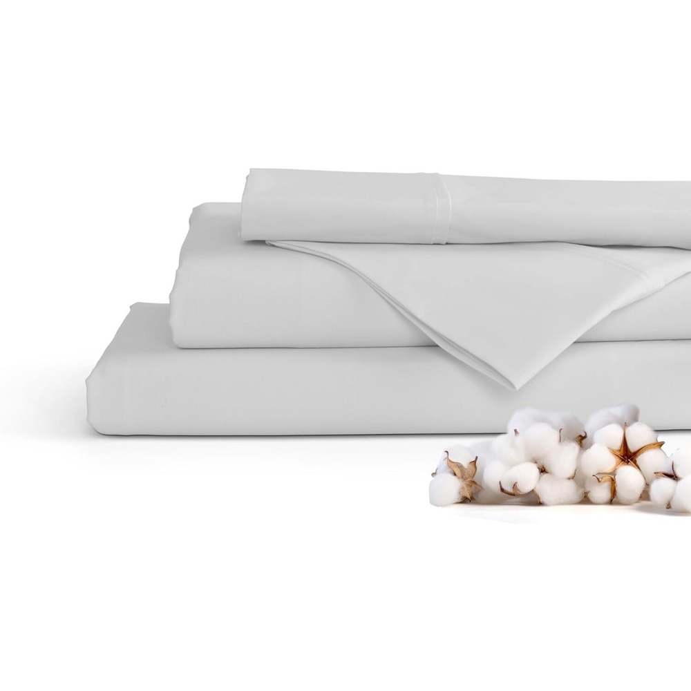 100% Cotton Percale Sheets King Size - Gray Bed Sheet & Pillowcase Sets